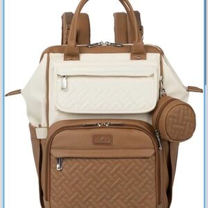 Stylish Tan and Cream Diaper Backpack bableroo